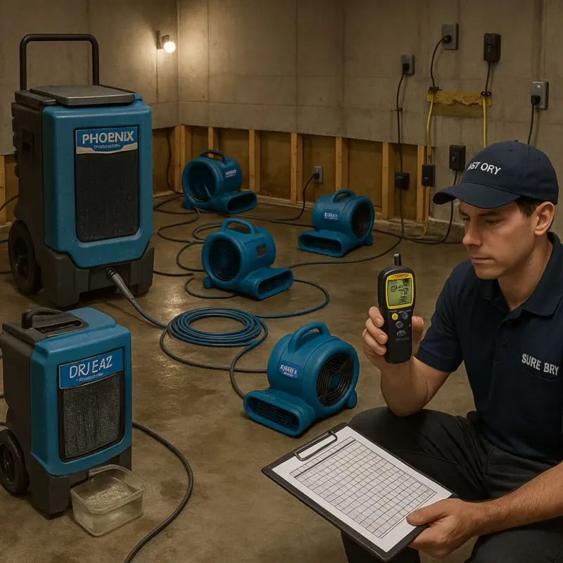 Structural Drying and Dehumidification process in Larimore, ND